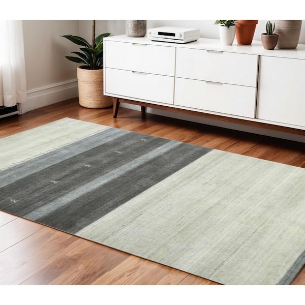 4 ft. x 6 ft. Multi-Colored Wool Striped Hand Woven Area Rug