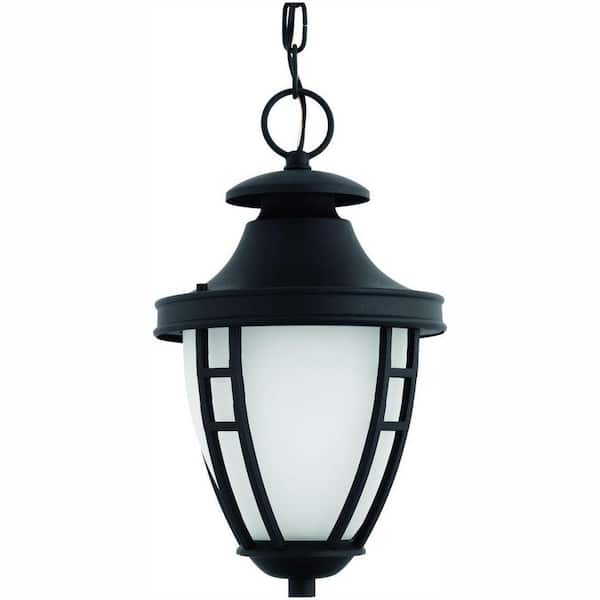 Progress Lighting Fairview Collection 1-Light Outdoor Textured Black LED Hanging Lantern