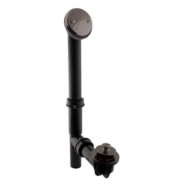 Westbrass Black 1-1/2 in. Tubular Pull and Drain Bath Waste Drain Kit with 2-Hole Overflow Faceplate in Oil Rubbed Bronze