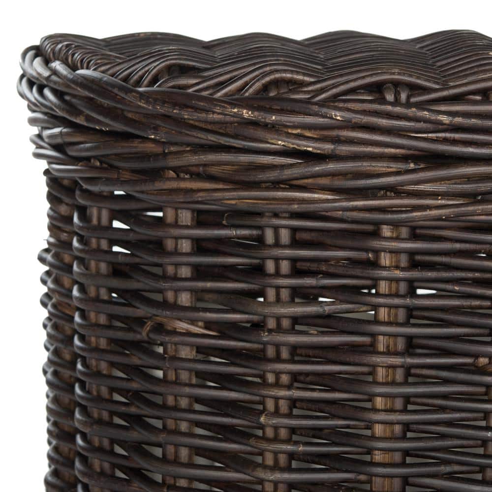 Brown Wicker Upright Hamper with Lid and Cotton Liner