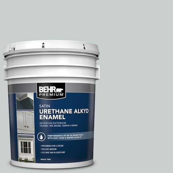 BEHR PREMIUM 5 gal. #720E-2 Light French Gray Urethane Alkyd Satin Enamel Interior/Exterior Paint