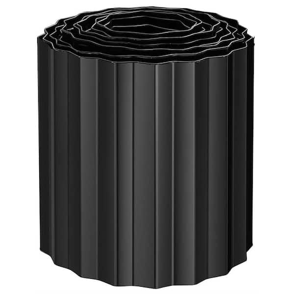 8 in. x 20 ft. Corrugated Metal Garden Edging Black Durable Stylish Design Hemmed Edges Versatile Use