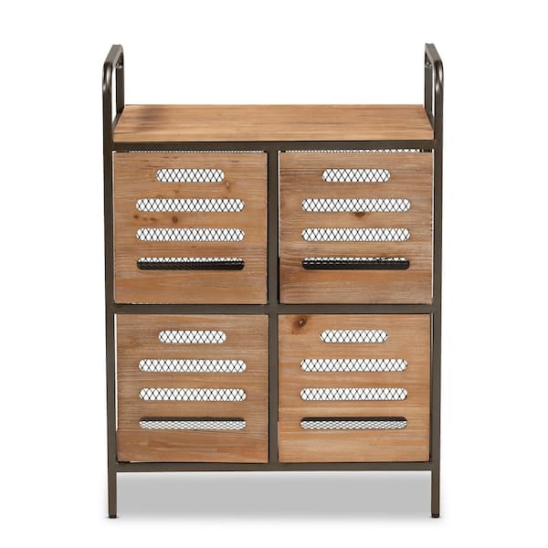 Baxton Studio Aila Oak Brown and Black Storage Cabinet