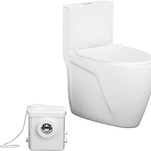 1-Piece 0.8/1.28 GPF Dual Flush Elongated in Toilet with 8-HP Macerating Pump in White