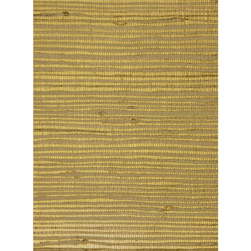 Elgin Dark Brown and Yellow Natural Grasscloth Wallpaper