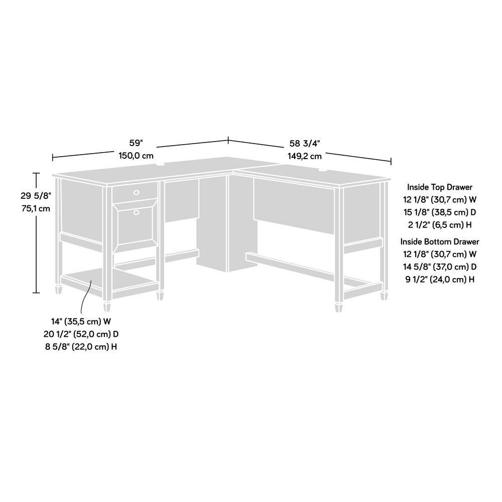Chalked Chestnut L-Shaped Computer Desk with Drawer and Filing Cabinet