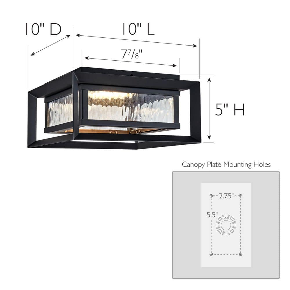 Matte Black Glass LED Outdoor Ceiling Light
