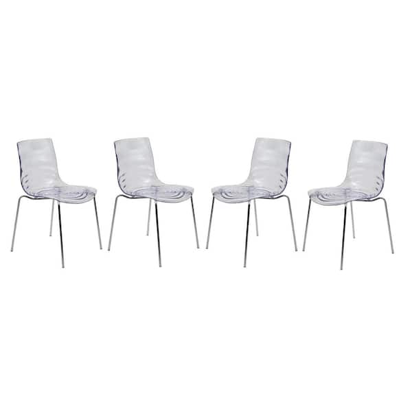 Leisuremod Astor Clear Plastic Dining Chair Set of 4 AC20CL4 The Home Depot