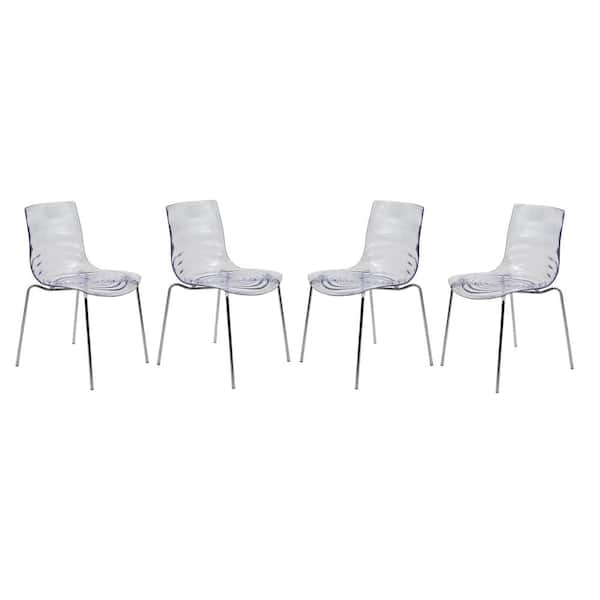 Leisuremod Astor Clear Plastic Dining Chair Set of 4