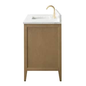 48 in. W x 22 in. D x 34 in. H Single-Sink Bathroom Vanity in Natural Oak with Engineered Marble Top in Arabescato White