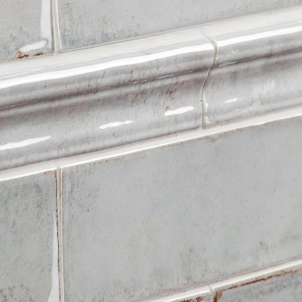 Moze Gray 2 in. x 12 in. Ceramic Chair Rail Liner