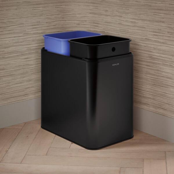 KOHLER 22-Liter Dual-Compartment Open-Top Trash Can in Black