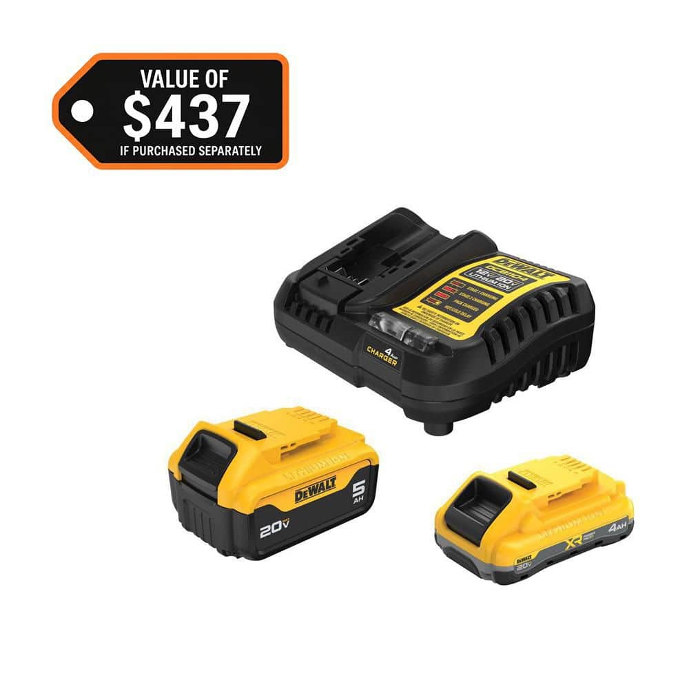 DEWALT 20V MAX Lithium-Ion Starter Kit with 4.0 Ah and 5.0 Ah Batteries and Charger (DCB245-2C)