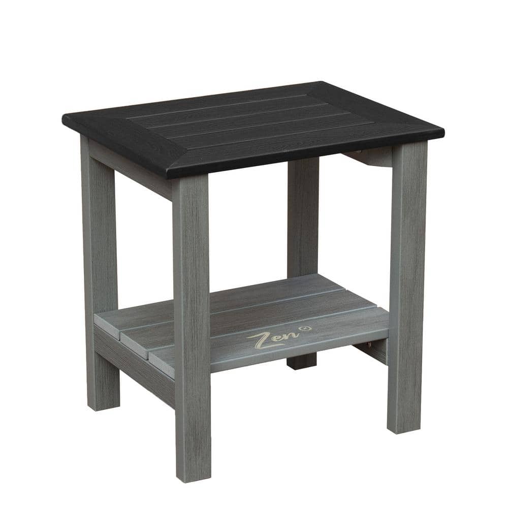 Gray Frame-Black Seat HDPE Poly Lumber Waterproof Shower Bench
