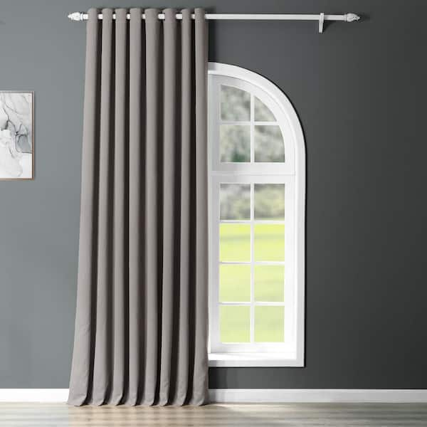 Exclusive Fabrics & Furnishings Neutral Grey Grommet Room Darkening Curtain - 100 in. W x 84 in. L (1 Panel)