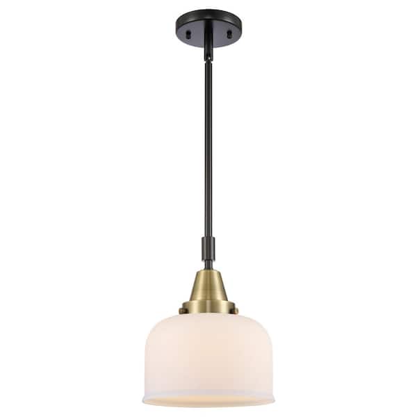Bell 100-Watt 1-Light Black Antique Brass Standard Mini Pendant Light with Painted Glass Shade, No Bulbs Included