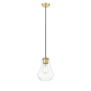 Fairfield 1-Light Satin Gold Shaded Pendant Light with Clear Glass Shade