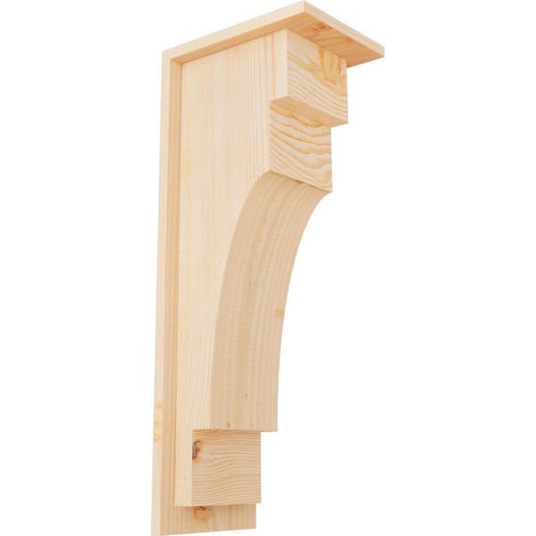 Ekena Millwork 7-1/2 in. x 10 in. x 26 in. Mediterranean Smooth Douglas Fir Corbel with Backplate