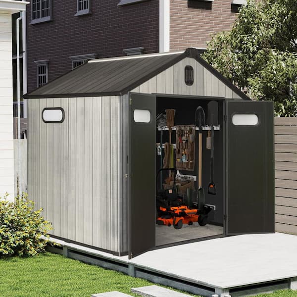 8x6 ft Resin Outdoor Storage Shed with Lockable Door, Ventilated, Waterproof, UV-Resistant , Coverage Area- 46 sq.ft.