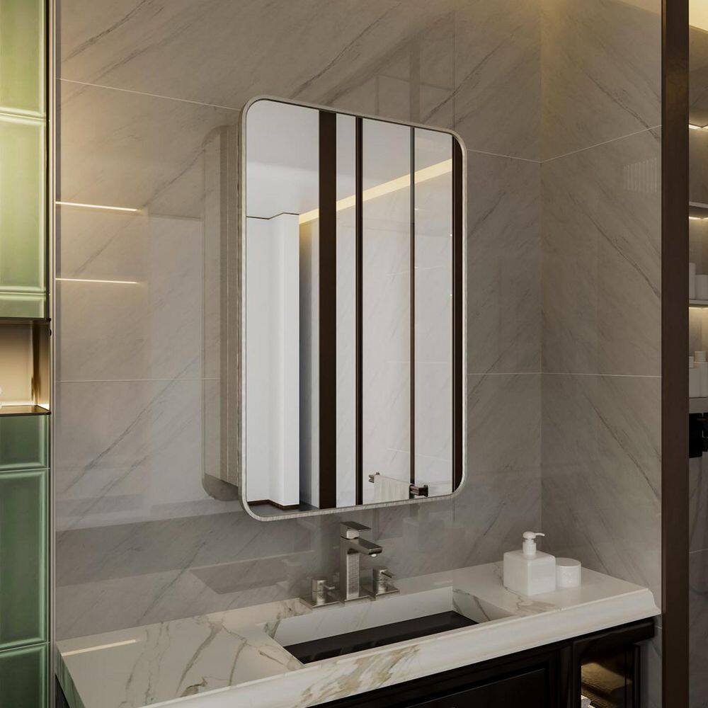 Nebris 20 in. W x 26 in. H Brushed Nickel Rectangular Aluminum Framed Medicine Cabinet with Mirror price history on PriceWatchPro