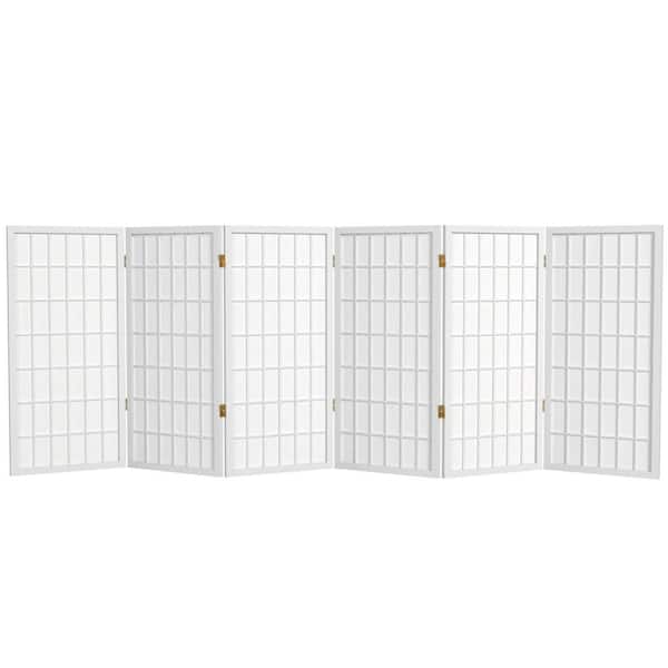 3 ft. Short Window Pane Shoji Screen - White - 6 Panels