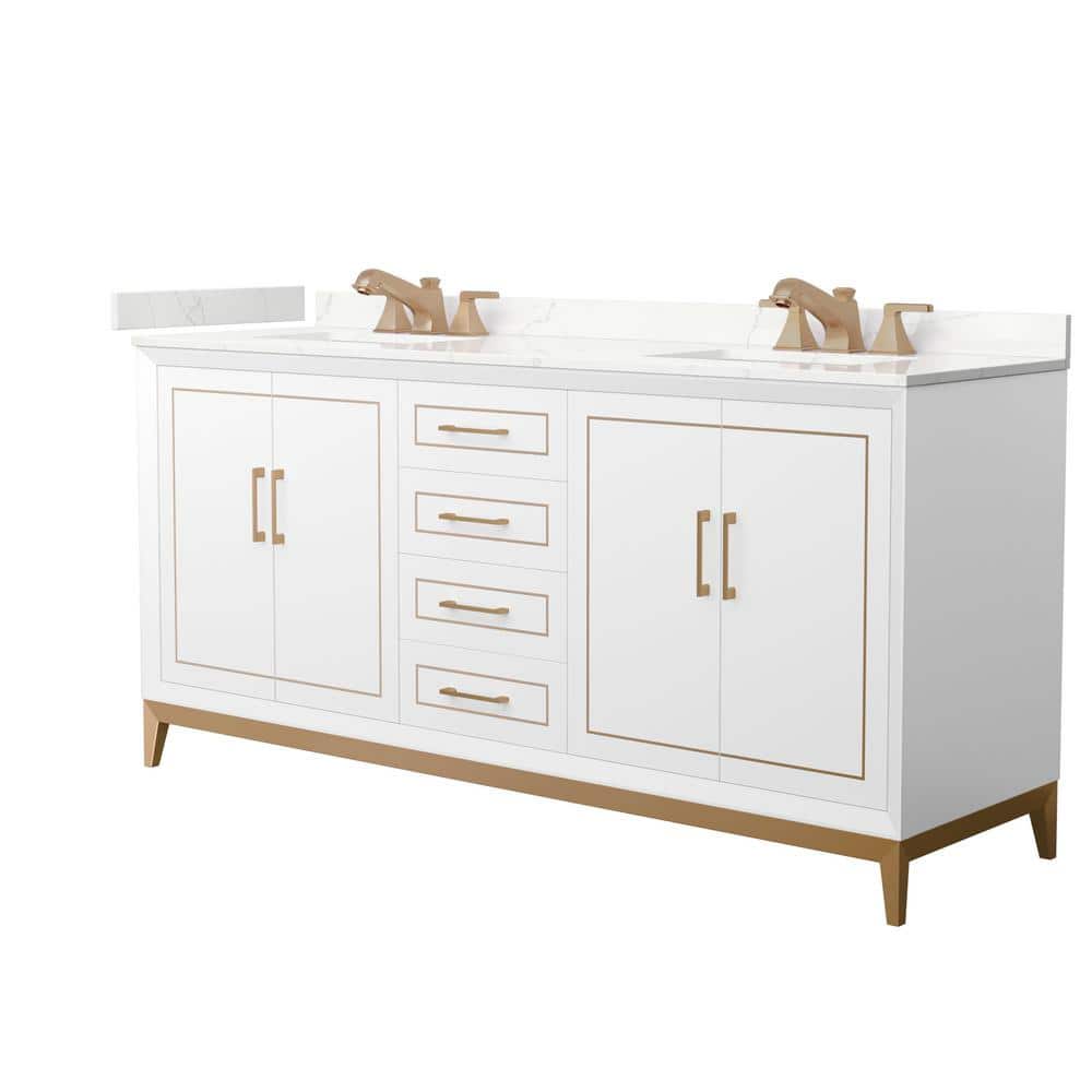 Marlena 72 in. W x 22 in. D x 35.25 in. H Double Bath Vanity in White with Giotto Quartz Top price history on PriceWatchPro