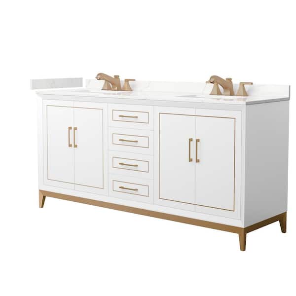 Wyndham Collection Marlena 72 in. W x 22 in. D x 35.25 in. H Double Bath Vanity in White with Giotto Quartz Top