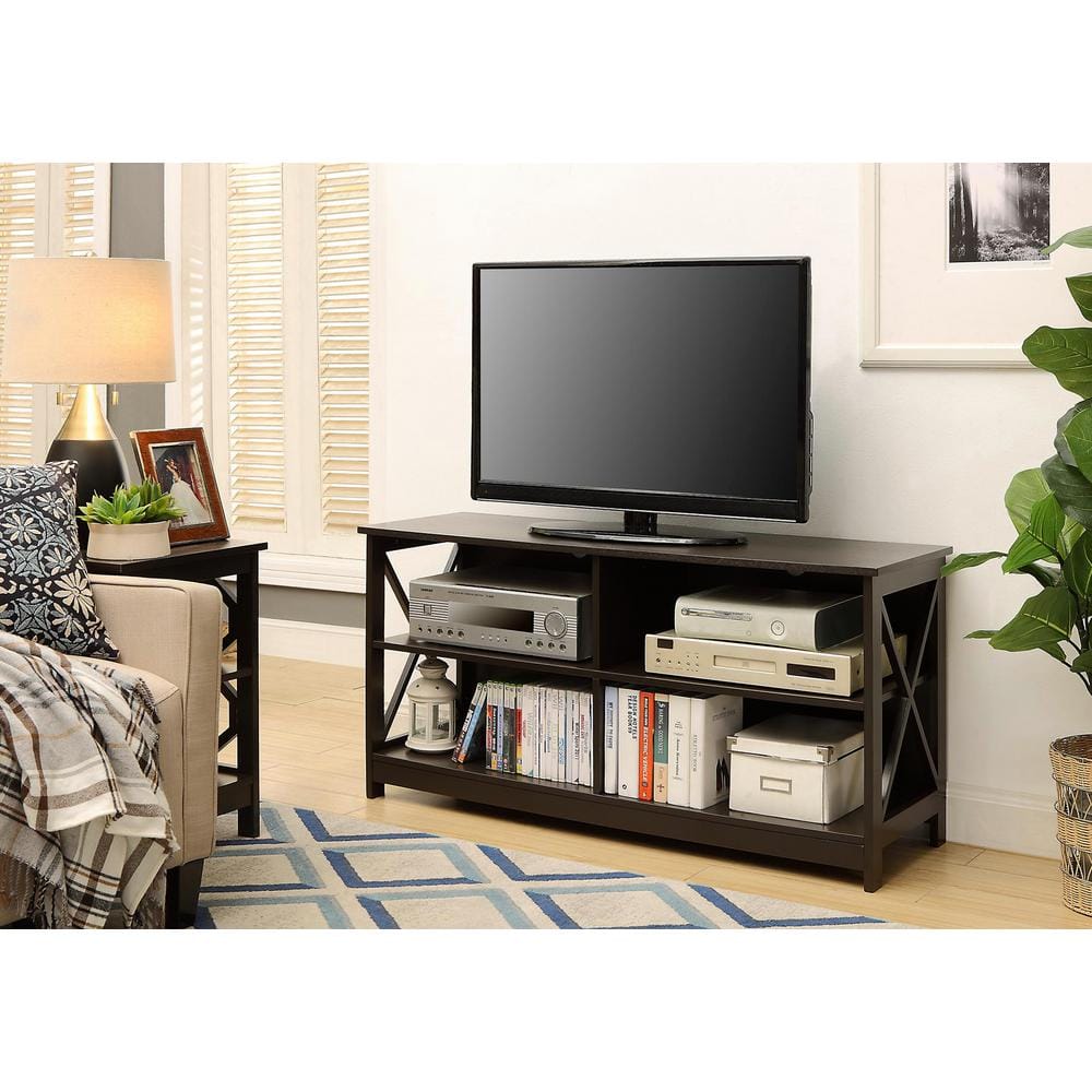 Espresso Brown MDF Open Shelf TV Stand
