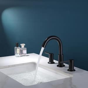 8 in. Widespread Deck Mount 2-Handle Bathroom Faucet in Matte Black