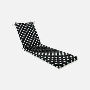 23 x 30 Outdoor Chaise Lounge Cushion in Black/White Polka Dot
