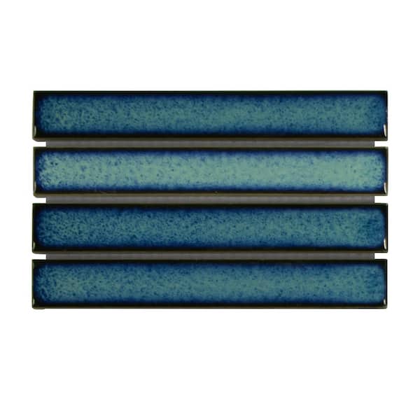 Stacked Mixed Blue 6 in. x 6 in. Glossy Porcelain Floor and Wall Mosaic Tile Kit Kat Finger Tile (0.25 sq. ft. /Case)