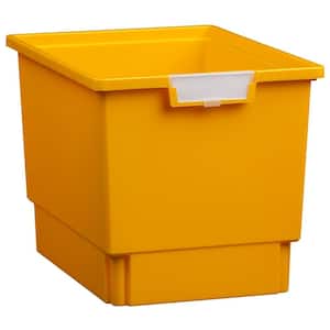 7.5 Gal. 12 in. Slim Line Quad Depth Storage Tote in Primary Yellow