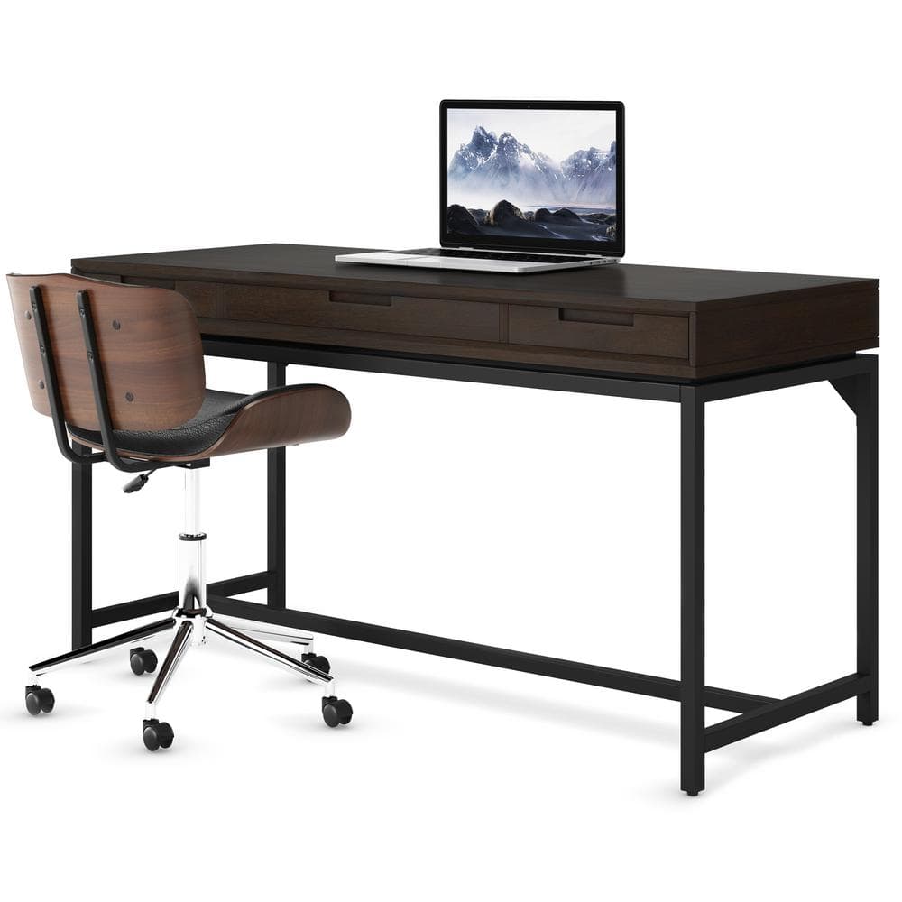 Hickory Brown Solid Rubberwood Industrial 60-Inch Desk