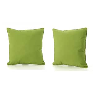 Lid Green Polyester Fabric Square Outdoor Throw Pillows (2-Pack)
