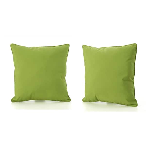 DIRECT WICKER Lid Green Polyester Fabric Square Outdoor Throw Pillows (2-Pack)