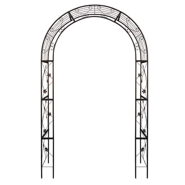 98.4 in. x 58 in. Metal Black Garden Arbor Trellis