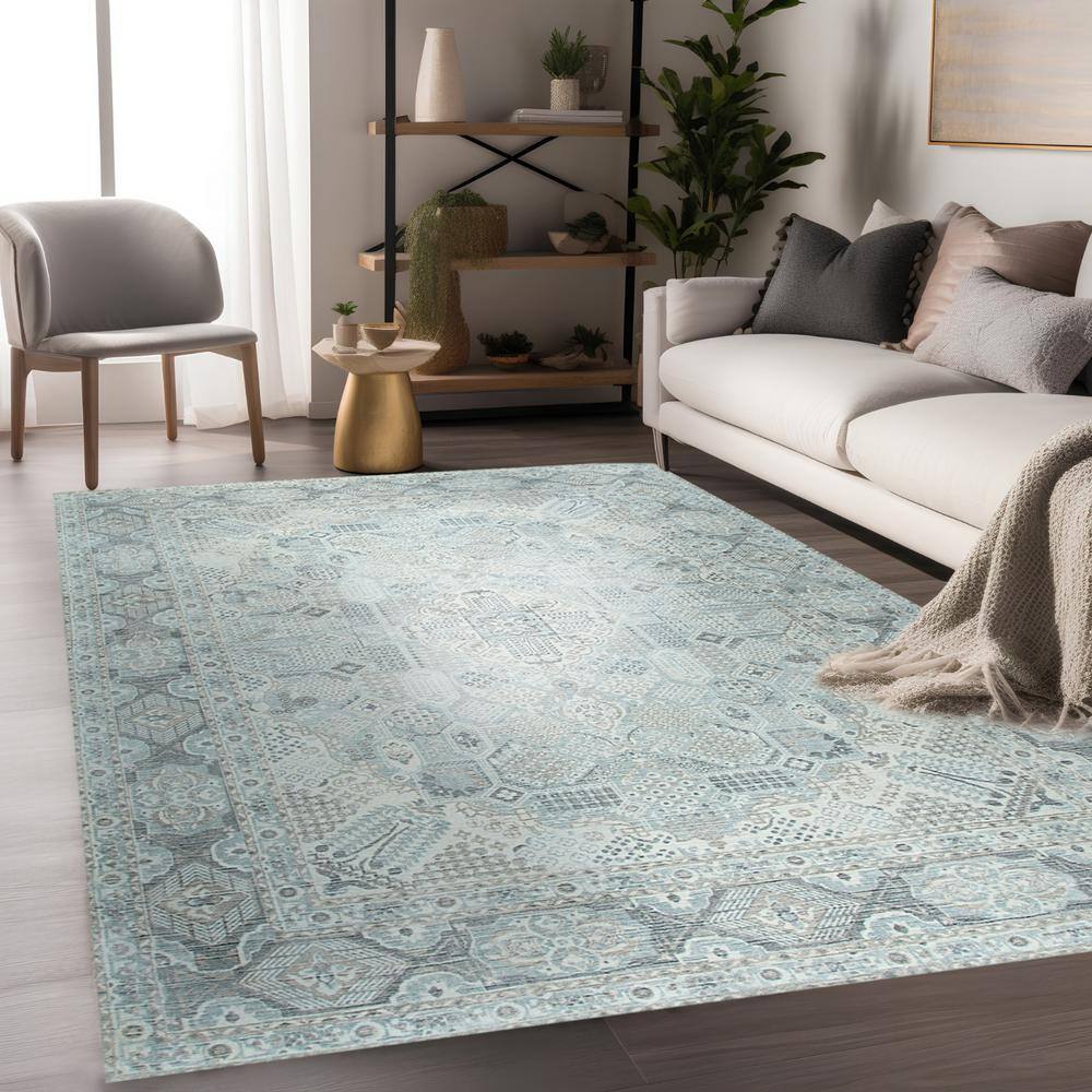 EORC Green 8 ft. x 10 ft. HandKnotted Wool Classic Joshaghan Rug Area