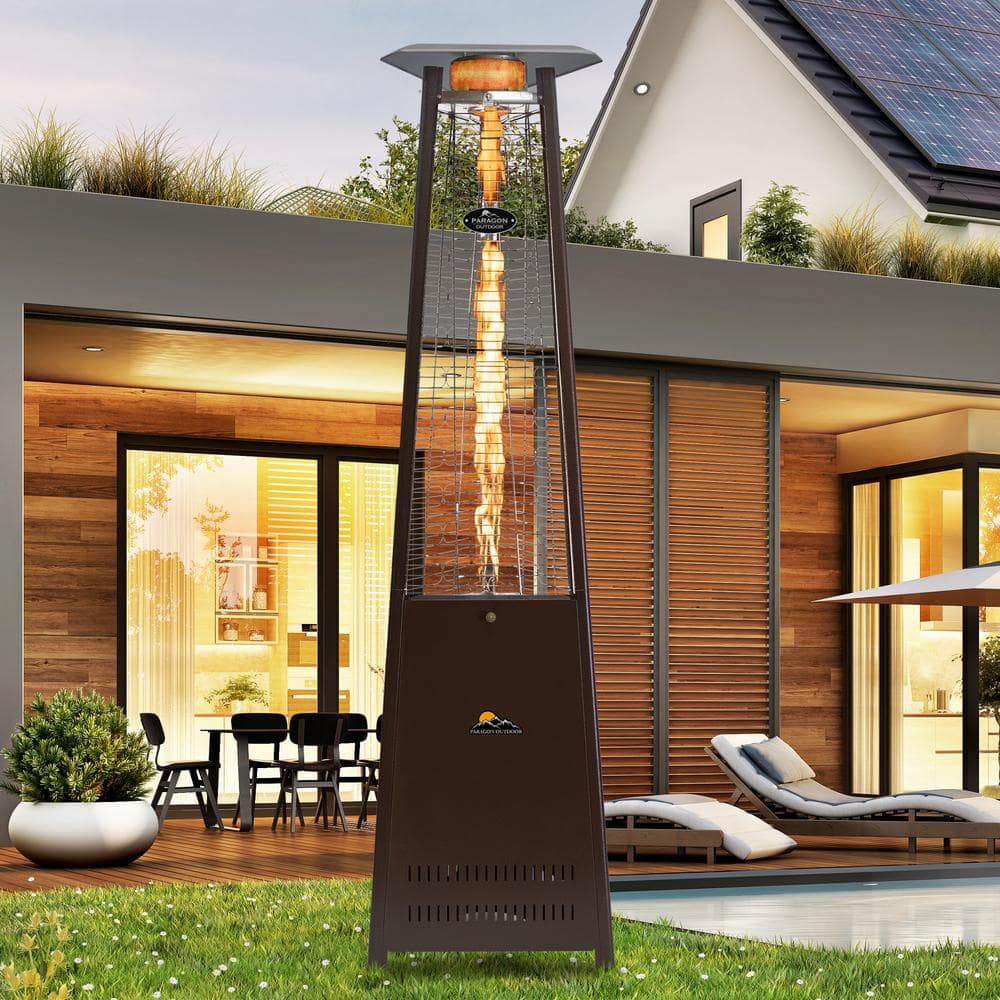 Hammered Bronze Propane Flame Tower Heater with Quartz Glass Column