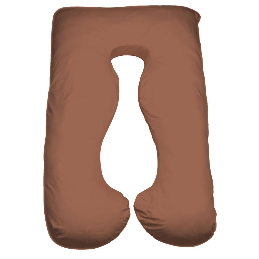 HOMESTOCK Espresso U Shaped Full Body Pillow with Cushioned Memory Foam, Long Hug Sleeping