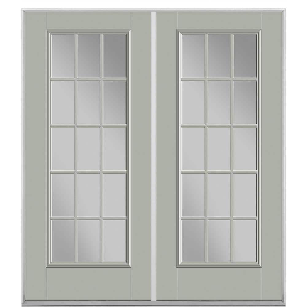 72 in. x 80 in. Silver Cloud Fiberglass Prehung Left Hand Inswing 15-Lite Clear Glass Patio Door in Vinyl Frame price history on PriceWatchPro