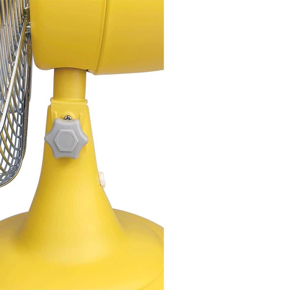 Yellow and Silver 12" Metal Oscillating Retro Table Fan