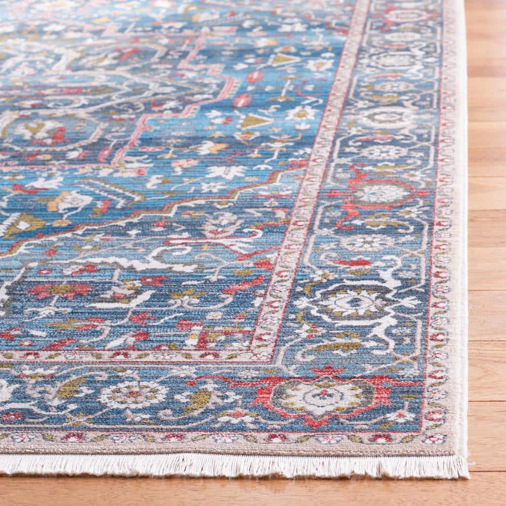 Blue and Ivory Synthetic 8' x 10' Rectangular Area Rug