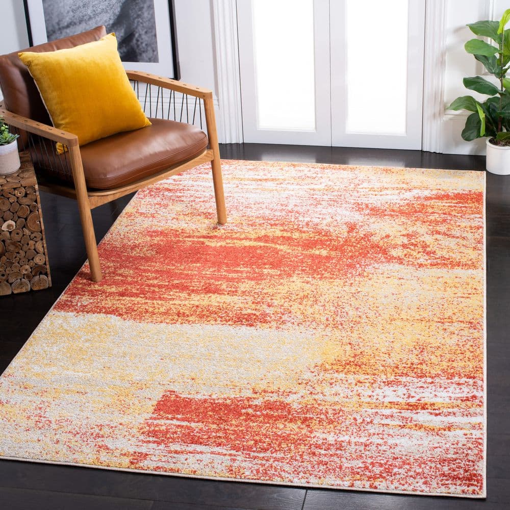 Adirondack 4 ft. x 6 ft. Rust/Gold Solid Color Distressed Area Rug price history on PriceWatchPro