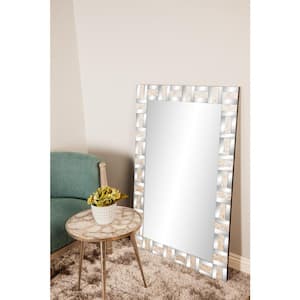 47 in. x 32 in. Geometric Rectangle Framed Silver Wall Mirror