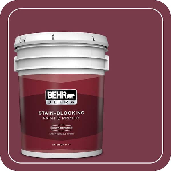 BEHR ULTRA 5 gal. #BIC-51 July Ruby Extra Durable Flat Interior Paint & Primer