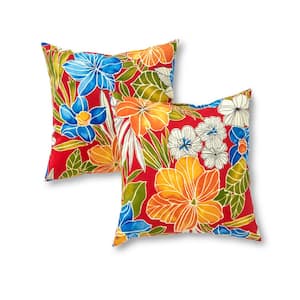 Aloha Red Square Outdoor Throw Pillow (2-Pack)