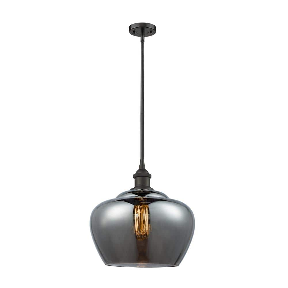 Fenton 1-Light Oil Rubbed Bronze Bowl Pendant Light with Plated Smoke Glass Shade -  Innovations, 516-1S-OB-G93-L