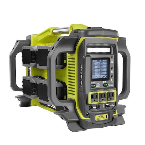 RYOBI - 18V ONE+ 1800-Watt Portable Battery Inverter Power Station/8-Port Charger with (4) 6.0Ah Batteries