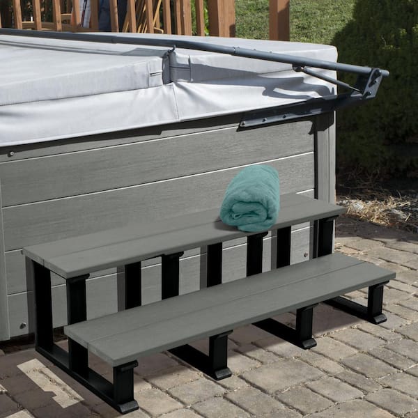 Recycled Plastic 48" Hot Tub Steps-Coastal Teak