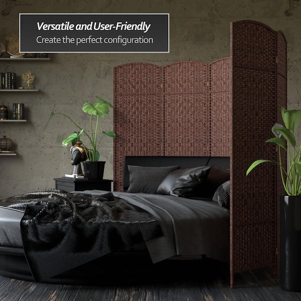 6 ft. Dark Red 4-Panel Room Divider